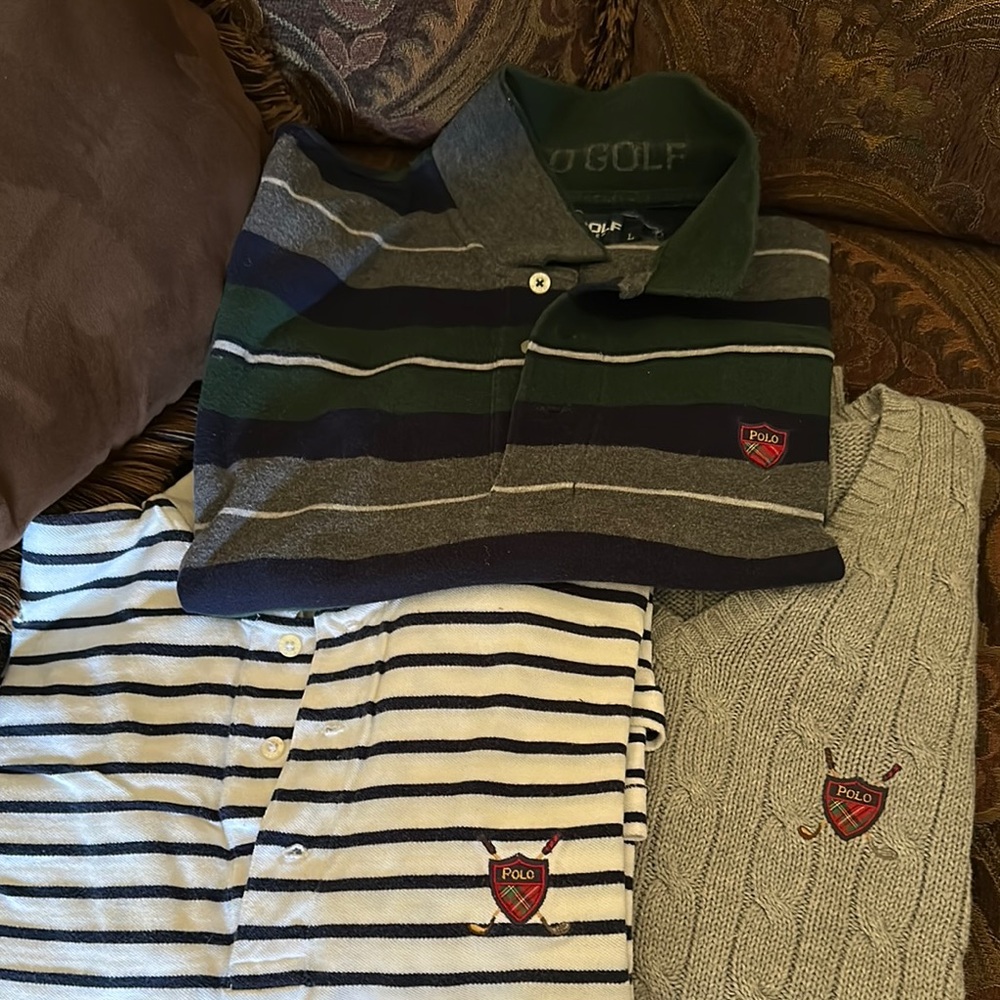 Polo Striped and Cable Knit Sweater vest and polo shirts Ralph Lauren Golf